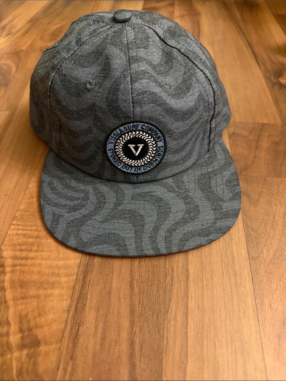 VISSLA Gray Wave Pattern Snapback Hat